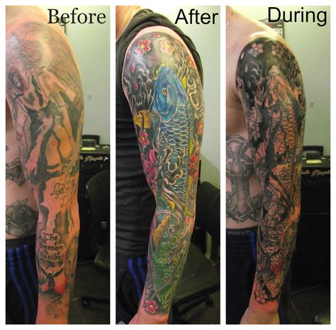 Full Sleeve cover up By Paul Butler Cover Up Sleeve, Tattoo Sleeve Cover Up, Birmingham Tattoo, Arm Cover Up Tattoos, Colorful Sleeve Tattoos, Best Cover Up Tattoos, Africa Tattoos, Black Tattoo Cover Up, Full Arm Tattoos