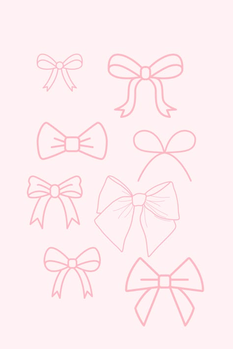 Pink bow coquette design Ribbon Drawing Easy, Coquette Design Ideas, Coquette Design Graphic, Coquette Bow Drawing, Cute Bow Drawing, Pink Bow Drawing, Coquette Drawing, Bow Outline, Ribbon Drawing