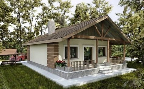 Proiect casa mica cu 1 camera Mountain House Design, Kerala Traditional House, Small House Architecture, Alpine House, Bungalow Homes, Simple House Design, Outdoor Furniture Plans, Countryside House, Village House Design