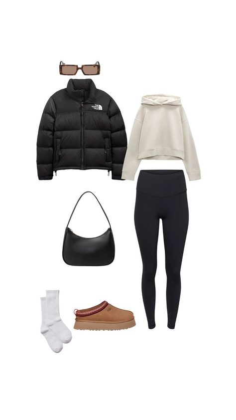 brown sunglasses
black north face puffer
tan hoodie
black leggings
black purse
white socks
tan ugg tazz mules Ugg Outfit Ideas 2022, Ugg Tazz Slippers Outfits, Wi Ter Outfits Women 2022, Aesthetic Slippers Outfit, Zara Outfit 2022 Winter, Black Jeans And Uggs Outfit, Ugg Outfits 2023, Outfit Ideas With Ugg Slippers, How To Style Tazz Uggs