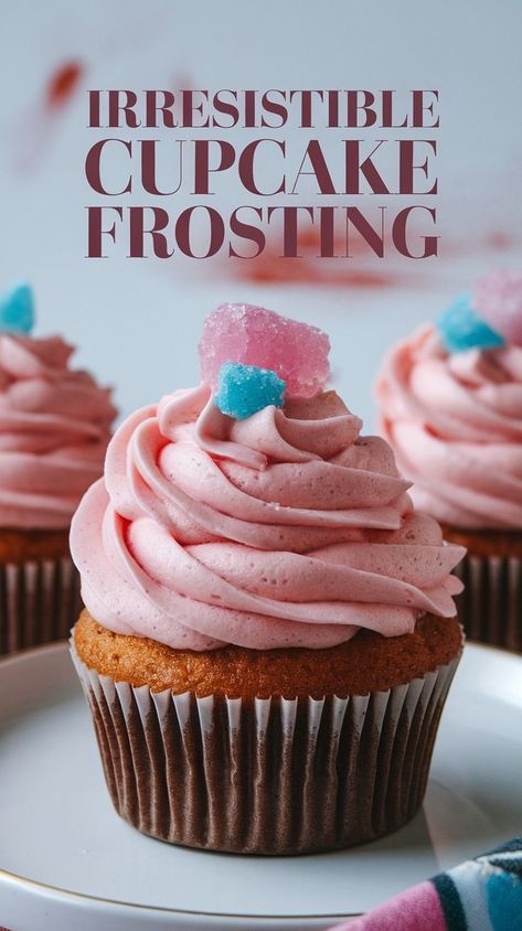 Top your cupcakes with this irresistible Cupcake Frosting, a smooth and creamy recipe that adds the perfect finishing touch to any flavor. Simple to make and deliciously sweet, this frosting recipe will elevate your cupcakes for any occasion. #CupcakeFrosting #BakingInspiration #FrostingRecipes Best Frosting For Cupcake Decorating, Icing Cupcakes Techniques Simple, Best Icing For Piping Cupcakes, How To Make Cupcake Icing, Frosting Cupcakes With Store Frosting, Betty Crocker Frosting Recipe, How To Make Purple Frosting, Icing Recipes For Cupcakes, No Frosting Cupcakes