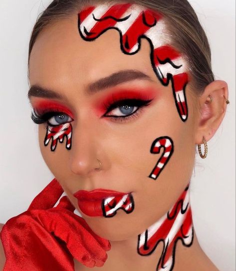 Holiday Eye Makeup, Christmas Makeup Looks, Xmas Makeup, Christmas Eyeshadow, Halloweenský Makeup, Christmas Eye Makeup, Candy Makeup, Christmas Makeup Look, Holiday Makeup Looks