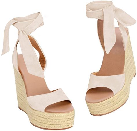 PRICES MAY VARY. Heel measures approximately 4 inch, classic espadrille sole, faux suede soft vamp Wedge sandals for women, ankle strap wrap, open toe, single band, slingback, faux suede and solid pattern Cute and comfortable summer black strap cross lace up espadrilles wedge dress shoes Occasions: Casual/ Work/ Vacation/ Wedding/ Holiday/ Party/ Club/ School/ Shopping/ Outdoor Taking style inspiration from digging what's the most covetable summer leisure-time shoe, the with ankle strap wedge sa Chunky Wedge Sandals, Quince Shoes, Summer Dress Shoes, Lace Up Espadrille Wedges, Wedge Dress Shoes, Wedge Dress, Lace Up Wedge Sandals, Summer Dresses Shoes, Pink Espadrilles