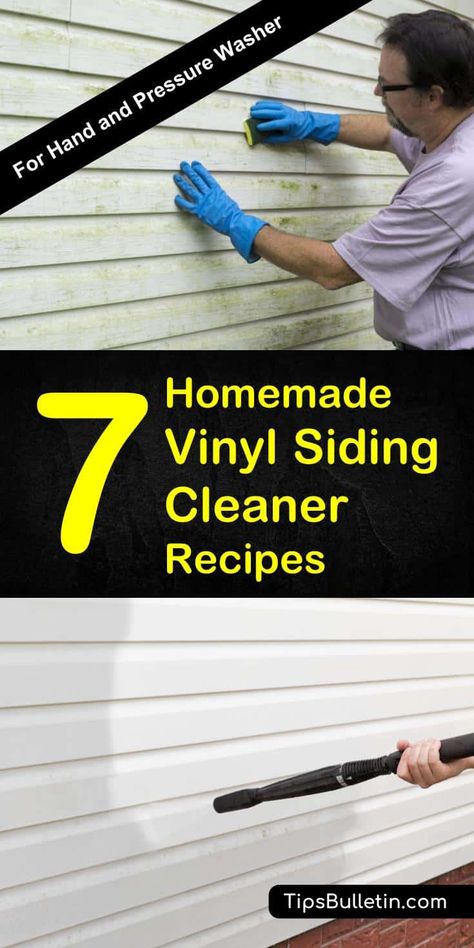 Find out how to best clean your vinyl siding with 7 homemade vinyl siding cleaner recipes. Suitable for hand and pressure washer usage these cleaning solutions work to remove dirt, grime and mold. Using DIY home ingredients like borax, baking soda or vinegar. Vinyl Siding Cleaner, Cleaning Vinyl Siding, Clean Hacks, Galaxy Slime, Clean Baking Pans, Cleaning Painted Walls, Cleaner Recipes, Glass Cooktop, Deep Cleaning Tips