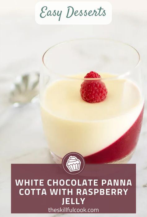 Treat yourself to a dessert that's both stunning and scrumptious. Our White Chocolate Panna Cotta, topped with a lively Raspberry Jelly, offers a melody of flavors that will captivate your palate. This sophisticated yet simple dessert is ideal for your next dinner gathering or as a personal indulgence. With its silky, creamy foundation and a zesty fruit topping, it's the perfect finale to any meal. Prepare to savor every bite. Save this recipe to elevate your dessert repertoire! Elegant Christmas Desserts, White Chocolate Panna Cotta, Raspberry Panna Cotta, Flan Recipes, Creamy Foundation, Chocolate Panna Cotta, Fruit Topping, Raspberry Jelly, Jelly Desserts