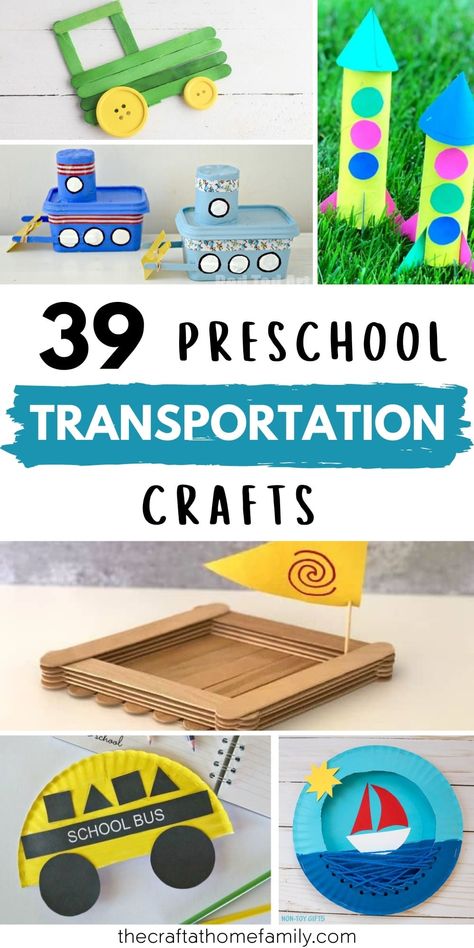 39 Awesome Transportation Crafts for Preschoolers Vehicles Kindergarten Activities, Vehicle Theme Preschool Activities, Vehicle Art Preschool, Water Vehicles Preschool Activities, Preschool Airplane Craft, Preschool Car Craft, Vehicles Activity For Preschool, Vehicle Crafts Preschool, Vehicle Crafts For Kids