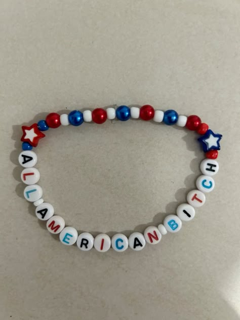 Olivia Rodrigo’s song “all-american b*tch” from the album “GUTS” inspired beaded bracelet. Singer Bracelet Ideas, Guts Bracelet Ideas, All American B Olivia Rodrigo, Guts Tour Bracelets, Olivia Rodrigo Friendship Bracelet, Olivia Rodrigo Bracelets, Olivia Rodrigo Bracelet Ideas, Olivia Rodrigo Jewelry, Song Bracelets