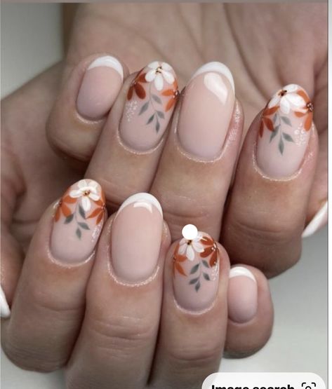 May Nails Ideas 2024 Flowers, Dahlia Nail Art, Floral Fall Nails, Autumn Floral Nails, Floral Wedding Nails, Fall Floral Nails, Flower Nail Designs, Her Nails, Bridal Nails