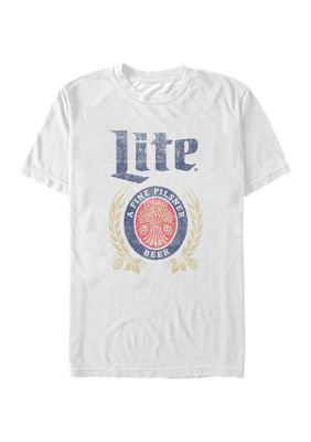 White Tee Men, Lite Beer, Pilsner Beer, Miller High Life, Mens Fade, White Tshirt Men, Miller Lite, High Life, Brewing Company