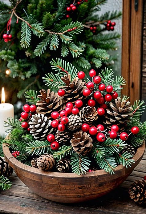 Bowl Of Pinecones Christmas, Birdbath Christmas Decor, Dough Bowl Christmas Ideas, Christmas Ornaments In Bowl, Bowl Of Ornaments, Christmas Bowl Decor, Christmas Bowl Centerpiece, Christmas Dough Bowl Decorating Ideas, Bowl Decoration Ideas