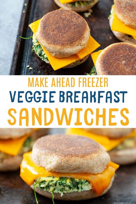 Vegetarian Breakfast Sandwich, Savoury Breakfast, Breakfast Vegetarian, Veggie Breakfast, Make Ahead Breakfast Sandwich, Egg Sandwich, Vegetarian Breakfast Recipes, Breakfast Quiche, Freezer Breakfast