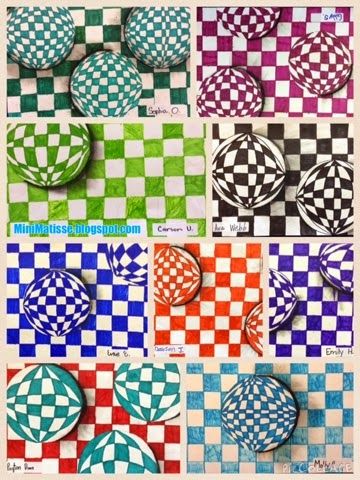 Checkered Illusion, Op Art Projects, Op Art Lessons, Illusion Kunst, Middle School Art Projects, 6th Grade Art, 5th Grade Art, Art Optical, Optical Illusions Art