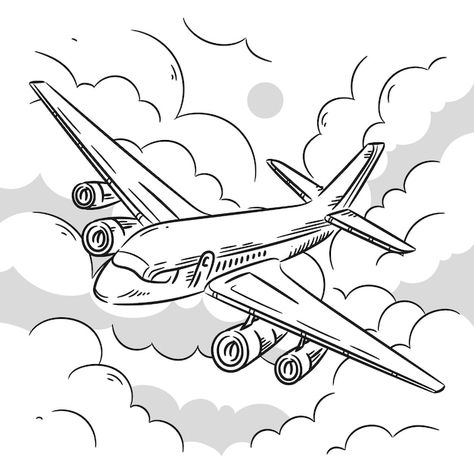 Airplane Outline, Outline Illustration, Vector Hand, Photo Images, Tattoo Idea, Easy Drawings, Hand Drawn, Vector Free, Doodles