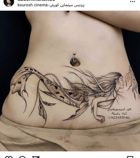 Mommy Makeover Tattoo, Abdomen Tattoo, Questioning Reality, Tummy Tattoo, Stomach Tattoos Women, Waist Tattoos, Tattoos To Cover Scars, Belly Tattoos, Scar Tattoo