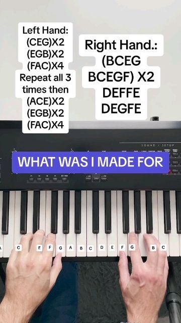 Learn Piano Fast❤️🎹👇 on Instagram: "What was I made for🎹 📷: dariodaversapiano / TikTok #piano #music" What Was I Made For Piano Notes, Learn To Play Piano For Beginners, Easy Keyboard Songs With Letters, What Was I Made For Piano, What Was I Made For, Keyboard Songs, Cat Piano, Letter Notes, Learn Piano Fast