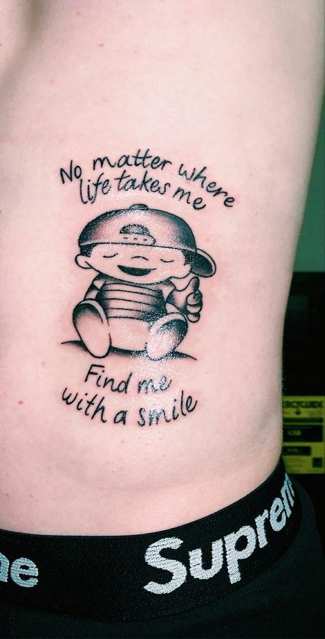 Mac Miller Quotes, Mac Miller Tattoos, Smile Tattoo, Mac Miller, Tattoos Gallery, Permanent Tattoo, Dope Tattoos, Life Tattoos, Traditional Tattoo