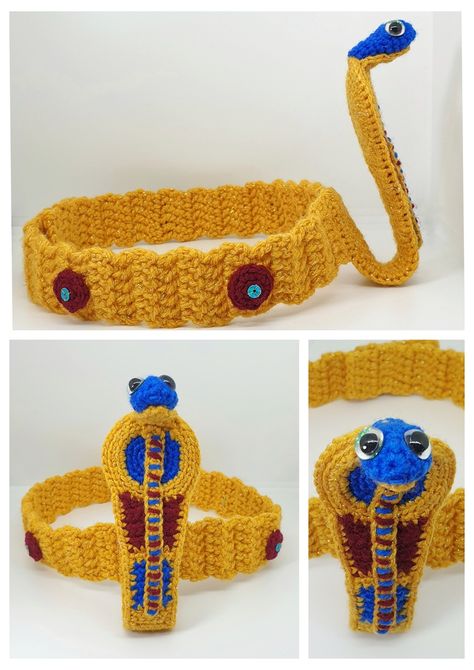 Crochet Pattern: Ancient Egyptian Snake Crown Pattern [ENGLISH] - MadeForMyGirl's Ko-fi Shop - Ko-fi ❤️ Where creators get support from fans through donations, memberships, shop sales and more! The original 'Buy Me a Coffee' Page. Egyptian Crochet, Crochet Cosplay Pattern, Cosplay Crochet Patterns, Crochet Egyptian, Crochet Egyptian Pattern, Crochet Cobra Free Pattern, Egyptian Crown, Crochet Crown Pattern, Egyptian Pattern