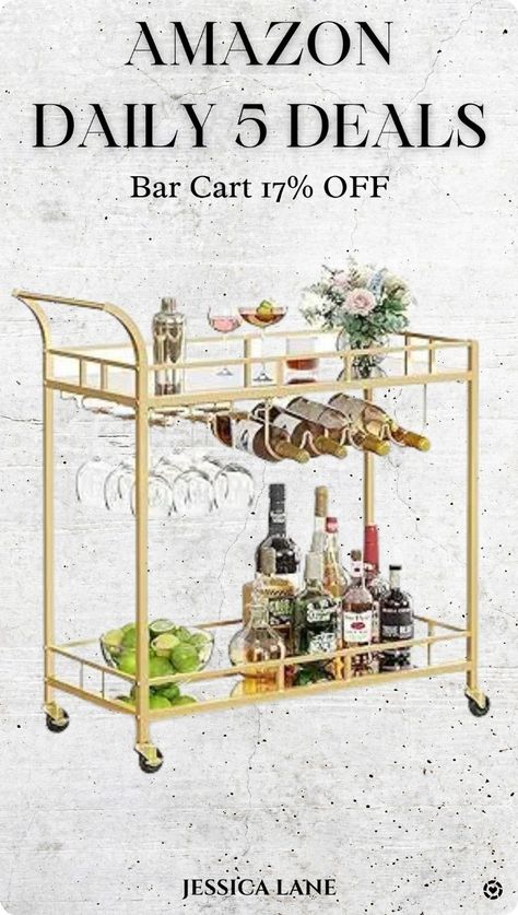 Amazon daily deal, save 17% off this gorgeous bar cart. amazon home, Amazon daily deal, bar cart, entertaining, home furnishings, furniture, gold bar cart Follow me in the @LTK shopping app to shop this post and get my exclusive app-only-content! #liketkit #LTKHoliday #LTKhome #LTKsalealert @shop.ltk https://liketk.it/4mgrg Bar Cart Gold, Mirrored Shelves, Wine Holders, Wine Cart, Bar Serving Cart, Metal Bar Cart, Gold Bar Cart, Bar Essentials, Black Dining Room