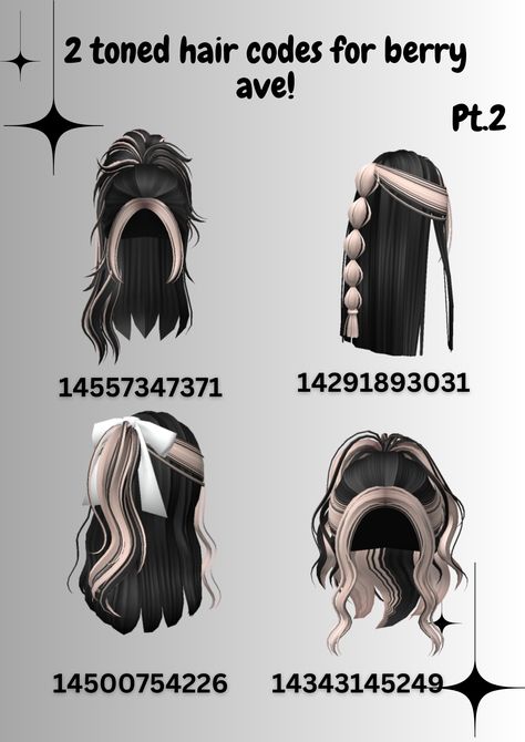 Brown Hair Roblox, Two Toned Hair, Hair Codes, Y2k Hair, Black Hair Roblox, Bloxburg Decal Codes, Berry Ave, Black And Blonde, Roblox Pictures