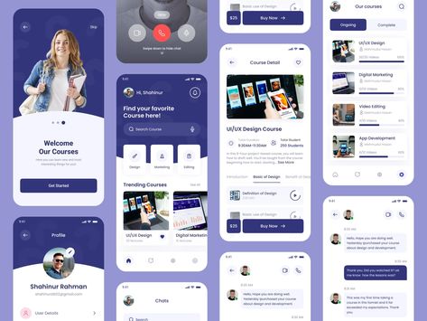 E Learning Mobile App Design, Education App Ui Design, E-learning Design, Mobile App Ui Design, App Ui Ux Design, Uiux Design, Mobile App Design Inspiration, App Home, Interactive Lessons