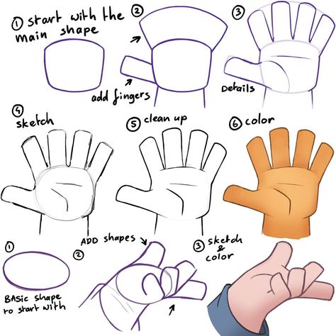 Mitch Leeuwe - Lets draw hands! Break down in simple... Hand Tutorial Cartoon, How Do I Draw Hands, Cartoon Hands Tutorial, Shorthand Drawing, Simple Hands Drawing, Hand Sketch Simple, Hand Drawing Reference Tutorials, Cartoon Hands Drawing, How To Draw Hands Easy