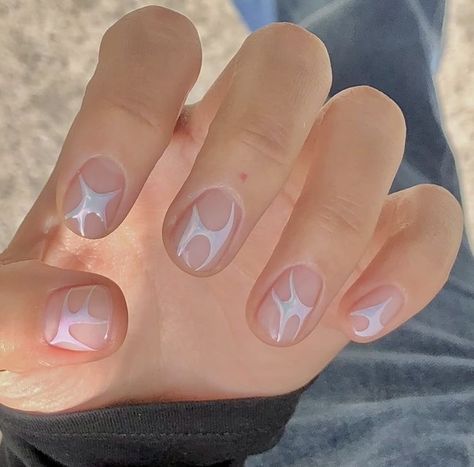 Clear Gel With Design, Spaceship Nails, Authenticity Tattoo, Nails Design Korean, Abstract Short Nails, Short Aesthetic Nails, Short Nails Y2k, Boy Nail Art, Men’s Nails