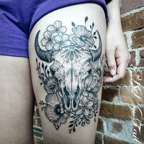 Cow Skull Tattoo, Bull Skull Tattoo, Skull Thigh Tattoos, Dr Tattoo, Cow Skull Tattoos, Small Skull Tattoo, Bull Skull Tattoos, Cow Tattoo, Bull Tattoos