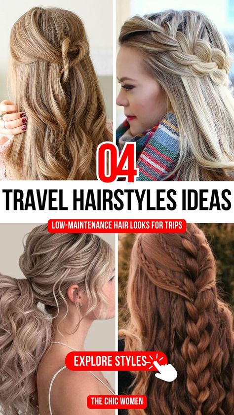 Top Travel-Friendly Hairstyles for Every Journey Travel Hairstyles Airplane, Hairstyles For Traveling, Hairstyles For Travel, Common Hairstyles, Messy Ponytails, Sleek Buns, Practical Hairstyles, Messy Ponytail, Braided Styles