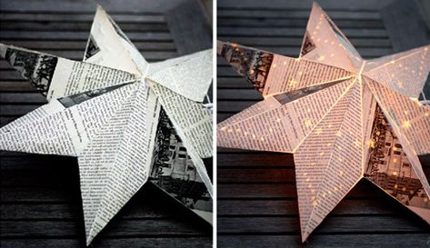 Christmas Stars Crafts & Activities Christmas Star Crafts, Old Book Crafts, Book Page Crafts, Stars Craft, Old Book Pages, Upcycled Crafts, Christmas Star, Painted Pumpkins, Old Books