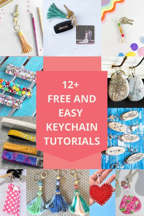 DIY Keychain Tutorial +12 Free & Easy Keychain Projects How To Make Key Chains With Beads, Beaded Keychain Diy Tutorials, Homemade Keychain, Easy Keychain, Keychain Tutorial, Macrame Headband, Diy Keychains, Keychain Ideas, Personalised Gifts Diy