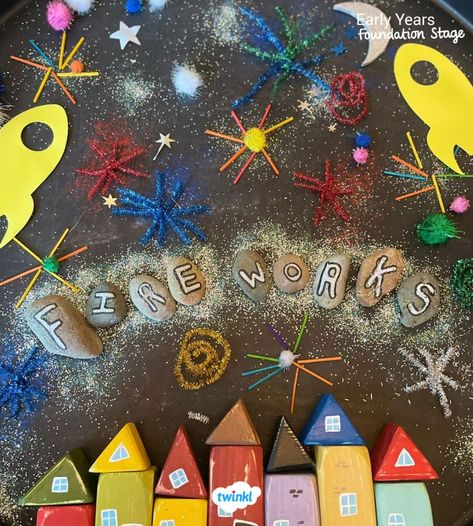 Check out this lovely firework tuff tray idea from Lucy Breegan! A lovely bonfire night activity eyfs. Bonfire Night Pictures, Night Activities For Kids, Bonfire Night Activities, Bonfire Night Crafts, Fireworks Craft For Kids, Tuff Tray Ideas Toddlers, Tuff Tray Ideas, Night Nursery, Fireworks Craft