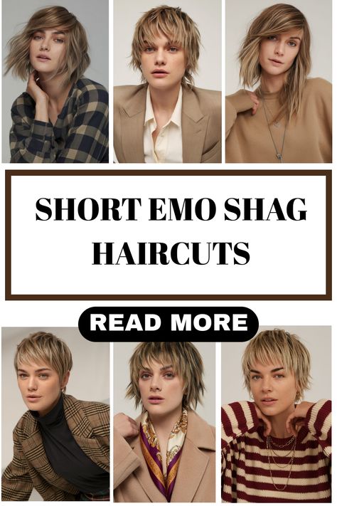 17 Trendy and Edgy Short Emo Shag Haircuts You Shouldn’t Miss Short Shaggy Haircuts With Bangs, Short Shag Haircut, Emo Shag, Asymmetrical Bangs, Short Shaggy Haircuts, Soft Bangs, Too Faced Highlighter, Softball Hairstyles, Layered Curly Hair