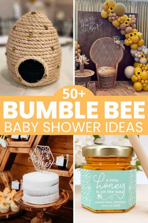 Are you planning a bee themed shower? This guide includes over 50 bumble bee baby shower ideas you and your guests will love. You'll find bee baby shower decoration ideas, cake ideas, favor ideas and more. These ideas work for either a baby girl, baby boy, or gender neutral. We cover balloon garland, banners and signage , decor with sunflowers and more. Bee Theme Centerpiece Ideas, Babee Shower Decorations, Honey Bee Baby Shower Ideas Girl, Bee And Sunflower Baby Shower Theme, Honey Bee Centerpieces, Baby Shower Honey Bee Theme, Bee Decorations Party, Bee Themed Gender Reveal Ideas, Bumble Bee Nursery Ideas