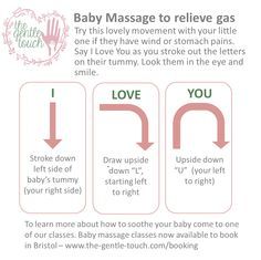 How to soothe your baby with wind - baby massage to relieve gas #colic #BabyMassage - see more at www.the-gentle-touch.com Infant Massage For Gas, How To Relieve Gas In Newborn, Newborn Massage For Gas, Infant Massage Newborns, Colic Baby Symptoms, Baby Massage For Gas, Colic Baby Remedies, Infant Massage, Massage Bebe