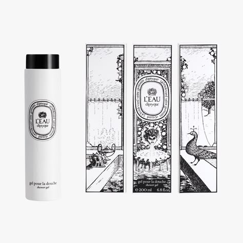 L'Eau shower gel by diptyque @diptyqueDavid Shower Gel Packaging, Classic Perfumes, Collateral Design, Perfume Packaging, Cosmetic Design, Vintage Cosmetics, Perfume Design, Soap Packaging, Rive Gauche