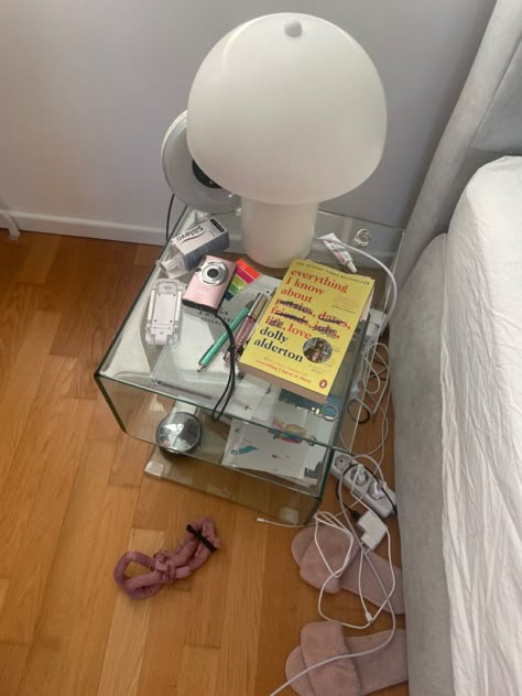 Messy Aesthetic Girl, Messy Table, Fifteen Aesthetic, Messy Chic Aesthetic, Messy Nightstand, Teenage Girl Core, Messy Girl Room, Messy Clean Room Aesthetic, Messy Bedside Table