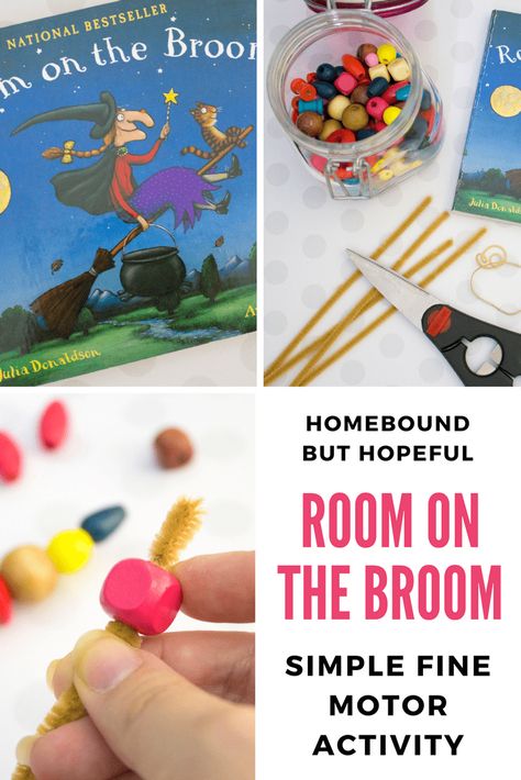 Room On The Broom Inspired Fine Motor Craft – Homebound But Hopeful Room On The Broom Craft Preschool, Room On A Broom Activities For Kids, Room On The Broom Craft, Room On A Broom, Halloween Storytime, Modern Kitchen Gadgets, Tableware Ideas, Room On The Broom, Halloween Sensory