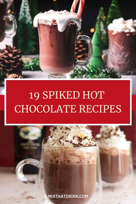 Spiked hot chocolate is just what you need right now. These boozy hot chocolate recipes are rich and creamy, perfect for sipping on a cold evening. Hot Chocolate Variations, Fun Hot Chocolate Recipes, Spiked Chocolate Milk, Hot Cocoa Recipe With Alcohol, Spiked Hot Drinks, Grown Up Hot Chocolate, Sipping Hot Chocolate, What To Put In Hot Chocolate, Hot Chocolate Spiked Recipe