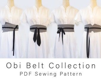 Obi Belt Diy, Obi Belt Pattern, Detached Collar, Belt Sewing Pattern, Graphic Tutorial, Belt Collection, Easy English, Collars Diy, Traditional Japanese Kimono