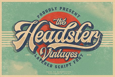 Headster Vintage Font Demo – Free Design Resources Baseball Font, Bold Script Font, Carros Vintage, Etiquette Vintage, Script Typeface, Retro Font, Vintage Fonts, Retro Logo, Signage Design