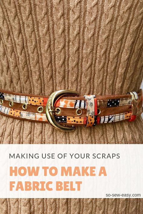 A fabric belt project is the perfect fabric scrap buster since you will only need a couple of strips of fabric. This fabric belt tutorial applies to any size buckle, the key is to know how much fabric to cut to be able to fit into the buckle. Belt Tutorial, Make A Belt, Sew Bags, Diy Belts, Sewing Tutorials Free, Beginner Sewing Projects Easy, Clothes Sewing, Leftover Fabric, Sewing Blogs