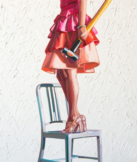 Sledgehammers and High Heels Find a Modern Pairing in Kelly Reemtsen’s New Paintings Breaking The Glass Ceiling, Chic Cocktail Dress, Colossal Art, Deco Originale, Modern Crafts, Feminist Art, A Level Art, Glass Ceiling, Contemporary Modern Art