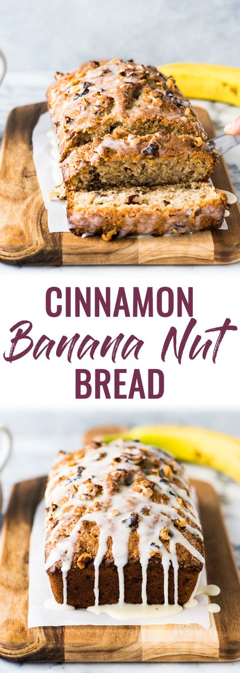 This Cinnamon Banana Nut Bread recipe is easy to make and creates a moist and delicious loaf that's perfect for breakfast or dessert. The best banana bread made with walnuts! #bananabread #vegetarian Banana Nut Bread Recipe, Banana Butter, The Best Banana Bread, Nut Bread Recipe, Bread Pudding With Apples, Banana Walnut Bread, Cinnamon Recipes, Best Banana Bread, Banana Nut Bread