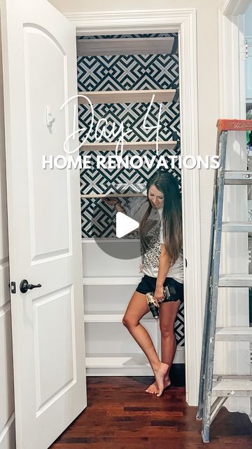 Katie Maynard on Instagram: "Day 4 of 10! Home renovations we don’t regret   I gave our coat closet a glow up with this renovation and made it so much for functional for our family!   Comment DAY FOUR for the links and details  Looking back now I do wish I had just used peel and stick wallpaper or painted that back wall black. The tile is still there but it wasn’t the easiest 🤣🤣  #homeimprovement #homerenovation #homeprojects #diyhome #diy #beforeandafter #closetmakeover #closetorganization #pantry #pantryorganization" Convert Coat Closet To Pantry, Coat Closet Turned Pantry, Coat Closet To Pantry Convert, Coat Closet Mudroom, Coat Closet To Pantry, Coat Closet Makeover, Mudroom Closet, Entryway Closet, Laundry Room Closet