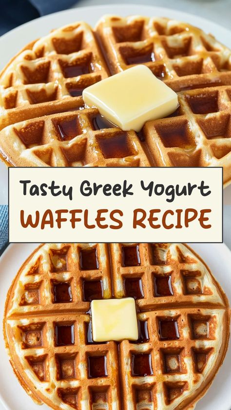 Indulge in a guilt-free breakfast with these fluffy greek yogurt waffles. This recipe is a perfect balance of wholesome ingredients and delicious flavor, making it an excellent choice for a healthy start to your day. The greek yogurt adds a creamy texture and tangy taste, while the waffles come out light and crispy. Whether you enjoy them plain or topped with your favorite fruits and syrup, these greek yogurt waffles are sure to become a new family favorite. Waffles With Yogurt, High Protein Waffles Greek Yogurt, Healthy Waffle Mix Recipe, Waffle Recipes Healthy, Best Healthy Waffle Recipe, Greek Yogurt Waffles Healthy, Breakfast Recipes With Greek Yogurt, Homemade Healthy Waffles, Mediterranean Waffles