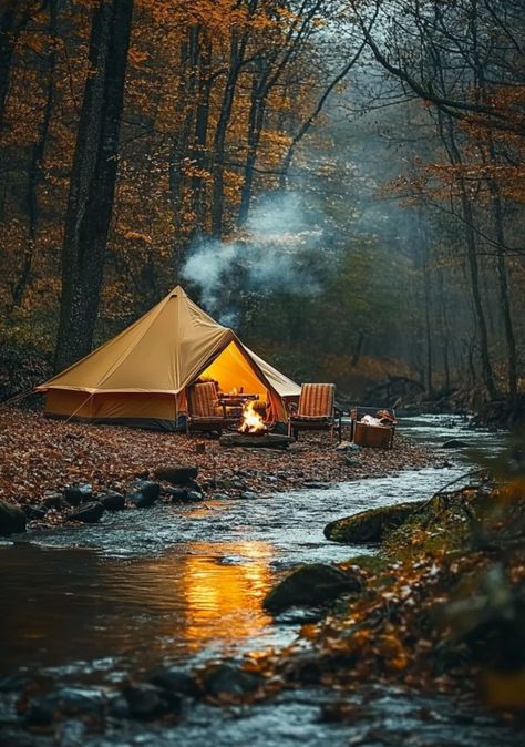 Camping Fire Aesthetic, Tent Aesthetic, Fall Weekend Getaway, Camping Wallpaper, Camping In The Woods, Forest Camping, Camping Photo, Camping Inspiration, Mountain Camping