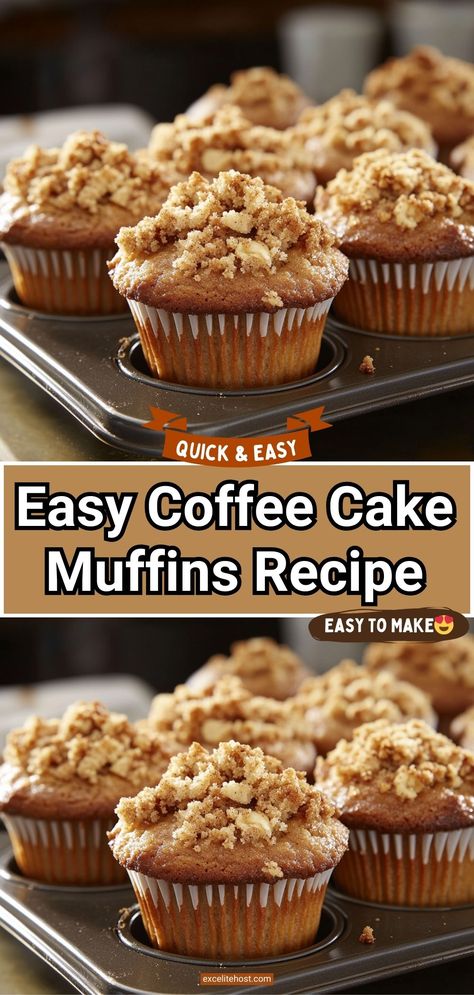 Coffee cake muffins recipe transforms the classic coffee cake into a convenient, portable, and easily shared muffin. Small Coffee Cake Recipes, Coffee Cake Muffins Easy, Easy Coffee Cake Recipes, Homemade Coffee Cake Recipe, Muffins Recipes Easy, Cinnamon Coffee Cake Muffins, Coffee Cake Muffin Recipes, Homemade Muffins Recipe, Easy Coffee Cake