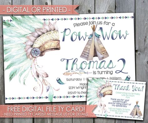 Pow Wow Party, Indian Birthday Parties, Twins 1st Birthdays, Twin First Birthday, Kids Birthday Party Invitations, Boho Birthday, 1st Birthday Invitations, First Birthday Invitations, Pow Wow