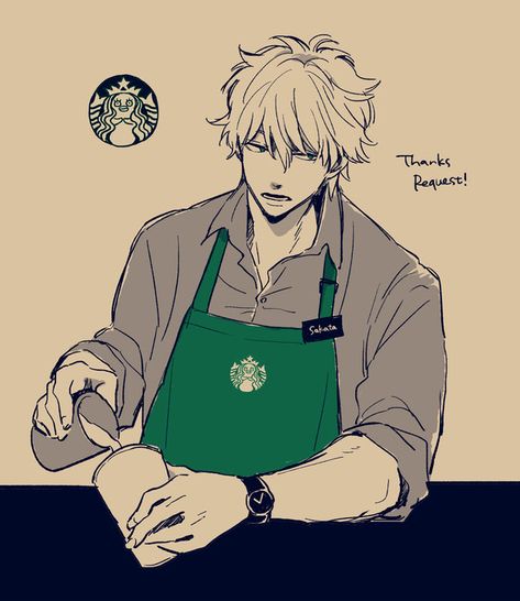 Kagura And Okita, Starbucks Drawing, Starbucks Art, Gintama Wallpaper, Planet Drawing, Taking A Picture, Animated Man, Anime Boy Sketch, The One Where