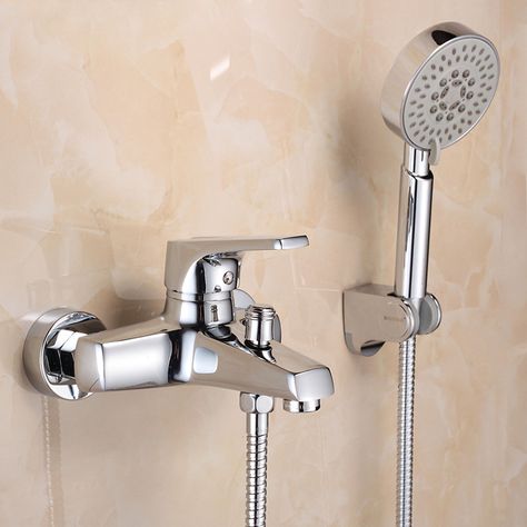 Wall Mounted Bathroom Faucet Bath Tub Mixer Tap With Hand Shower Head Shower Faucet hot and cold spout brass mixer torneira Wall Mounted Bathroom Faucet, Bathtub Spout, Shower Over Bath, Bathroom Shower Faucets, Bathroom Transformation, Wall Mount Faucet Bathroom, Shower Faucet Sets, Bath Taps, Mixer Shower